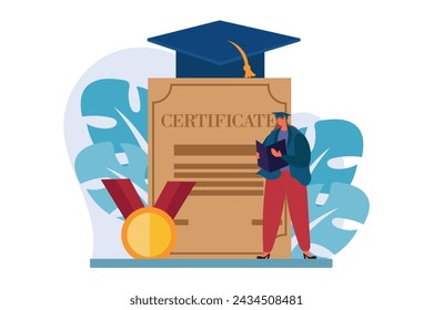 Diseño de ilustración plana de graduación feliz