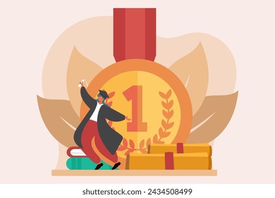 Happy Graduation Flat Illustration Design