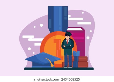 Happy Graduation Flat Illustration Design