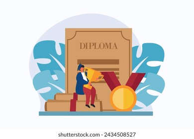 Happy Graduation Flat Illustration Design