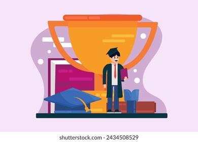 Happy Graduation Flat Illustration Design