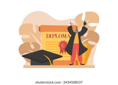 Happy Graduation Flat Illustration Design