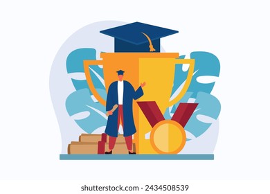 Happy Graduation Flat Illustration Design