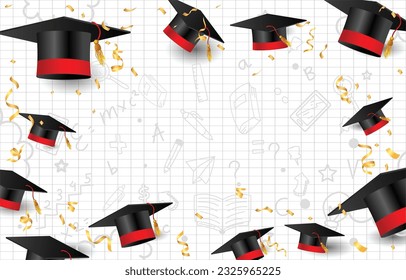 Happy Graduation Greeting Background with Cap