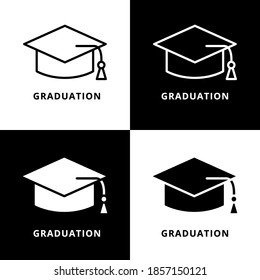 Happy Graduation Icon Line and Glyph Style. Graduate Celebration Vector Illustration. Graduation Cap Logo Symbol. Media Icon For Web and Print Template