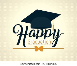 happy graduation illustration with cap and bow tie