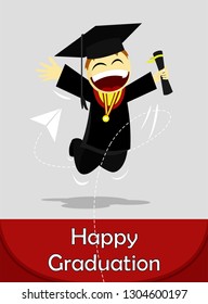 happy graduation illustration design which is depicted with a big smile