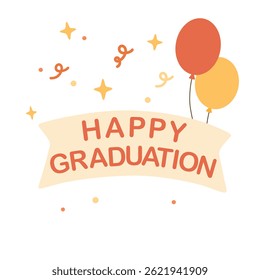Happy graduation inscription on scroll.