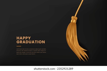 Happy graduation party celebration invitation with gold tassel graduate collage with black background
