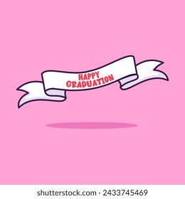 Happy Graduation Ribbon Illustrator, Cartoon, Vector, Icon Isolated
