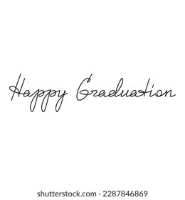 Happy Graduation text vector. Handwritten calligraphy, slogan, quote, phrase. Design element for print, banner, greeting card, logo, brochure, poster. Education concept.