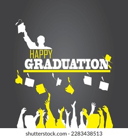 Happy Graduation Vector Illustration Combiation Color White, Yellow and Black