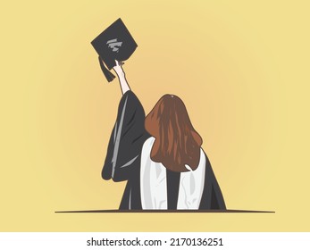 Ilustración del vector de graduación feliz, ilustración de graduación de estudiantes
