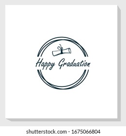 happy graduation vintage logo template design vector, school, graduation brand logo vector