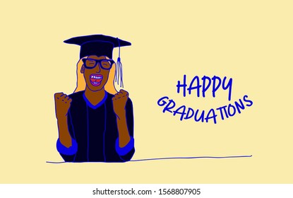 happy graduations 2020 template background for theme education and people, vector illustration