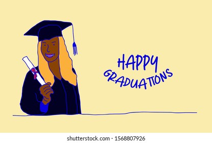 happy graduations 2020 template background for theme education and people, vector illustration