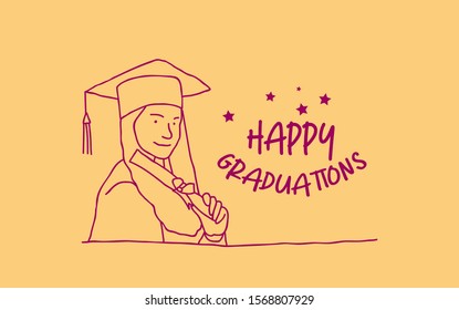 happy graduations 2020 template background for theme education and people, vector illustration