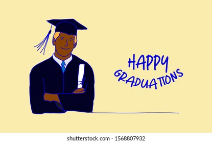 happy graduations 2020 template background for theme education and people, vector illustration