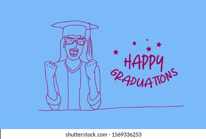 happy graduations 2020 template background for theme education and people, vector illustration