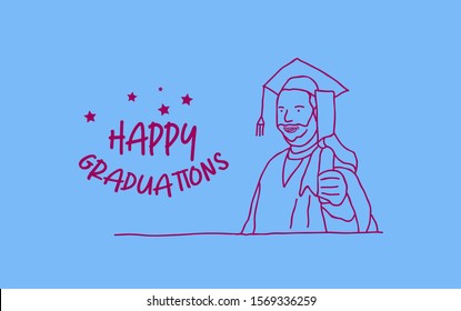 happy graduations 2020 template background for theme education and people, vector illustration