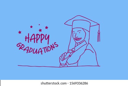 happy graduations 2020 template background for theme education and people, vector illustration