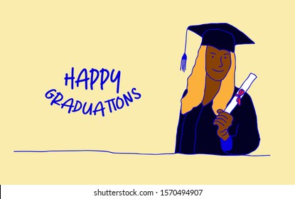 happy graduations 2020 template background for theme education and people, vector illustration