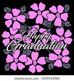 happy graduations, beautiful greeting card background or banner with pink flower theme. design illustration