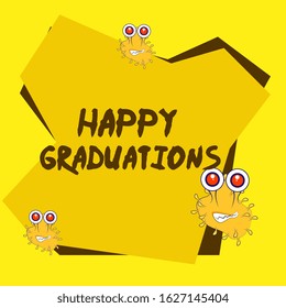 happy graduations beautiful greeting card background or template banner with bacteria and virus theme. vector design illustration
