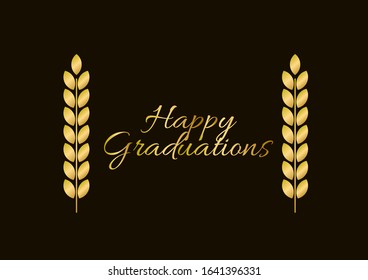 happy graduations, beautiful greeting card background or template banner with golden text theme. vector design illustration