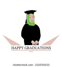 happy graduations icon female icon cartoon version with white background