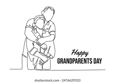 Happy Grand Parents Day Concept. Single line draw design vector graphic illustration.