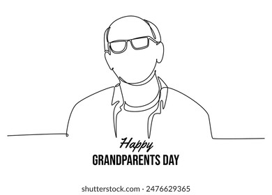 Happy Grand Parents Day Concept. Single line draw design vector graphic illustration.