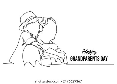 Happy Grand Parents Day Concept. Single line draw design vector graphic illustration.
