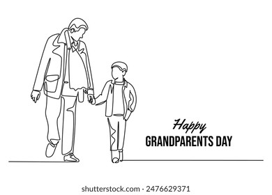 Happy Grand Parents Day Concept. Single line draw design vector graphic illustration.
