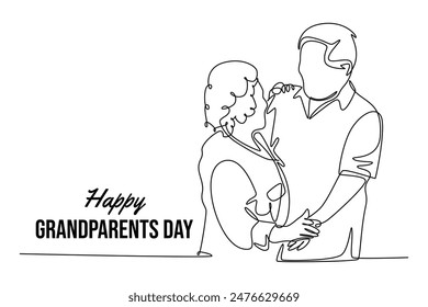 Happy Grand Parents Day Concept. Single line draw design vector graphic illustration.