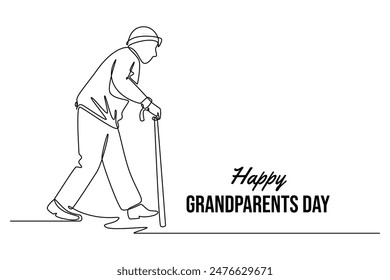 Happy Grand Parents Day Konzept. Grafikdarstellung einer einzeiligen Vektorgrafik in Zeichnungsentwurf.