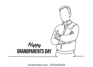 Happy Grand Parents Day Concept. Single line draw design vector graphic illustration.