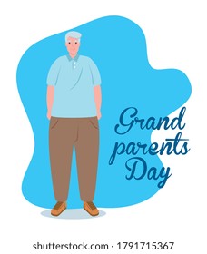 happy grand parents day with cute grandfather vector illustration design