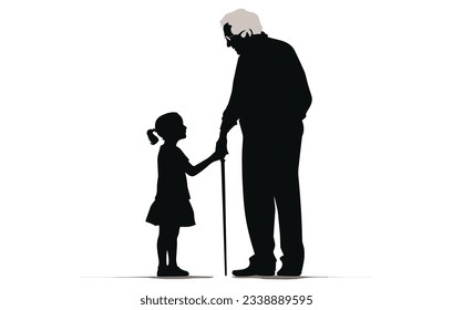 Happy Grand parents Day Cute Illustration, Happy Grand Parents Day Silhouette, 
