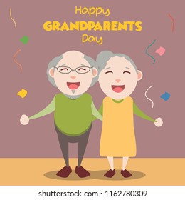 happy grand parents day for older persons concept. vector illustration