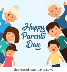 happy grand parents day for older persons concept. vector illustration