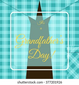 Happy Grandfathers Day! Cover design for a card for the Grandparents Day. Image of a man's shirt in a cage with a tie. Stock vector.