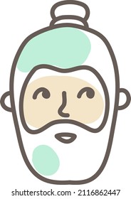 Happy grandma with santas mask on, illustration, vector on a white background.