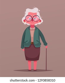 Happy grandma. Vector cartoon illustration. Grandparents day. Grandmother character smiling. Elderly person