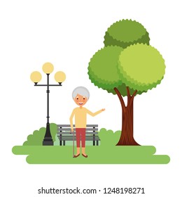 happy grandmother in the park