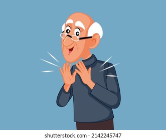 
Happy Grandpa Applauding Vector Cartoon Illustration. Grandfather clapping with admiration feeling happy and supportive
