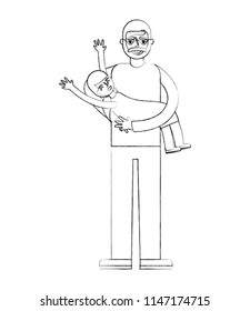 happy grandpa carrying her granddaughter