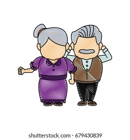 happy grandpa and grandma parents standing together