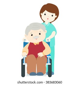 Happy Grandpa Nursing Home Caregiver Vector Stock Vector (Royalty Free ...