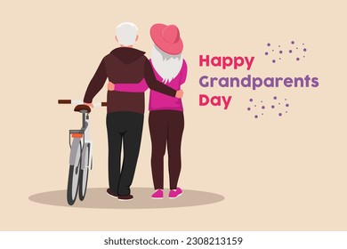 Happy Grandparent with children and grandchildren. Grandparents day concept. Flat vector illustration isolated.